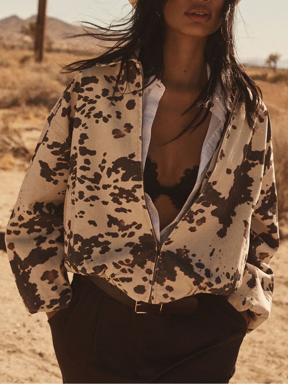 Cream & Brown Printed Jacket